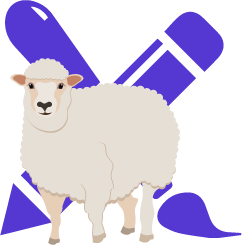 Graphic design icon and sheep illustration