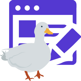 Content strategy icon with duck illustration